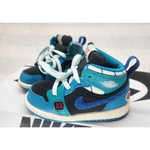 Nike Jordan 1 Mid SS Retro Glacier Inspired By The Greatest Goat Toddler 7 Kids
